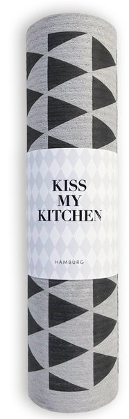 Kiss my Kitchen Schwammtuch-Rolle Dreieck grau/schwarz