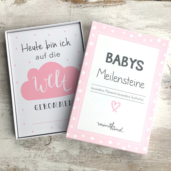 H-Babymeilensteinkarten rosa