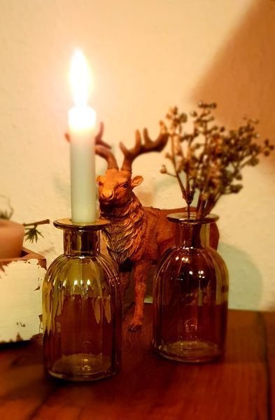 Kerzenleuchter/Vase Goldfarben Schimmer